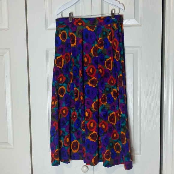 Vintage Dresses & Skirts - Vintage Vivanti Vivid Floral Midi Skirt